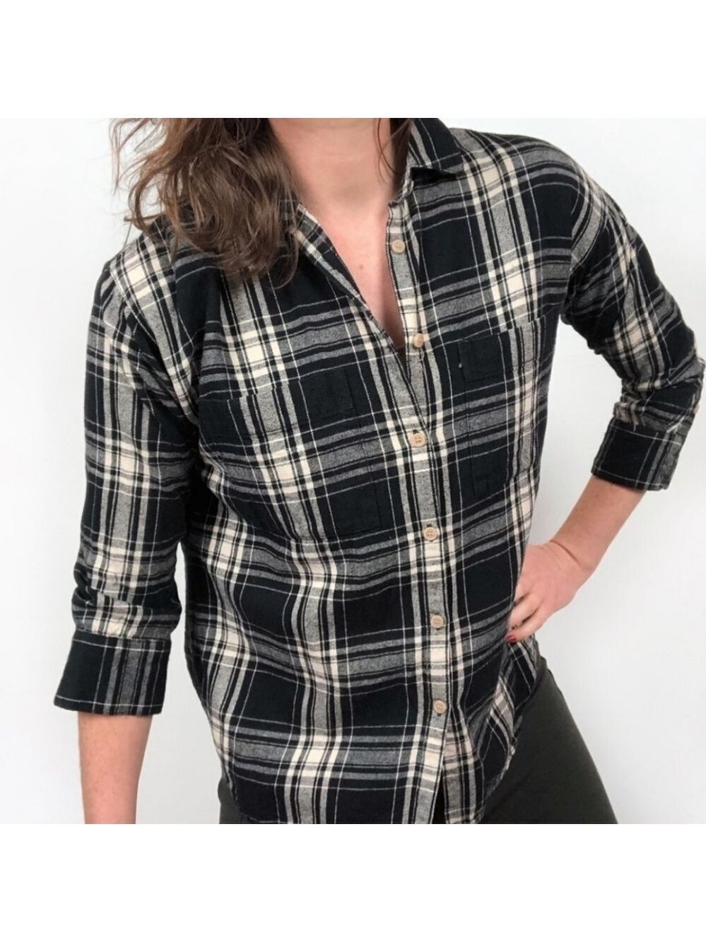 * HP* Madewell Flannel Trapeze Button Down
